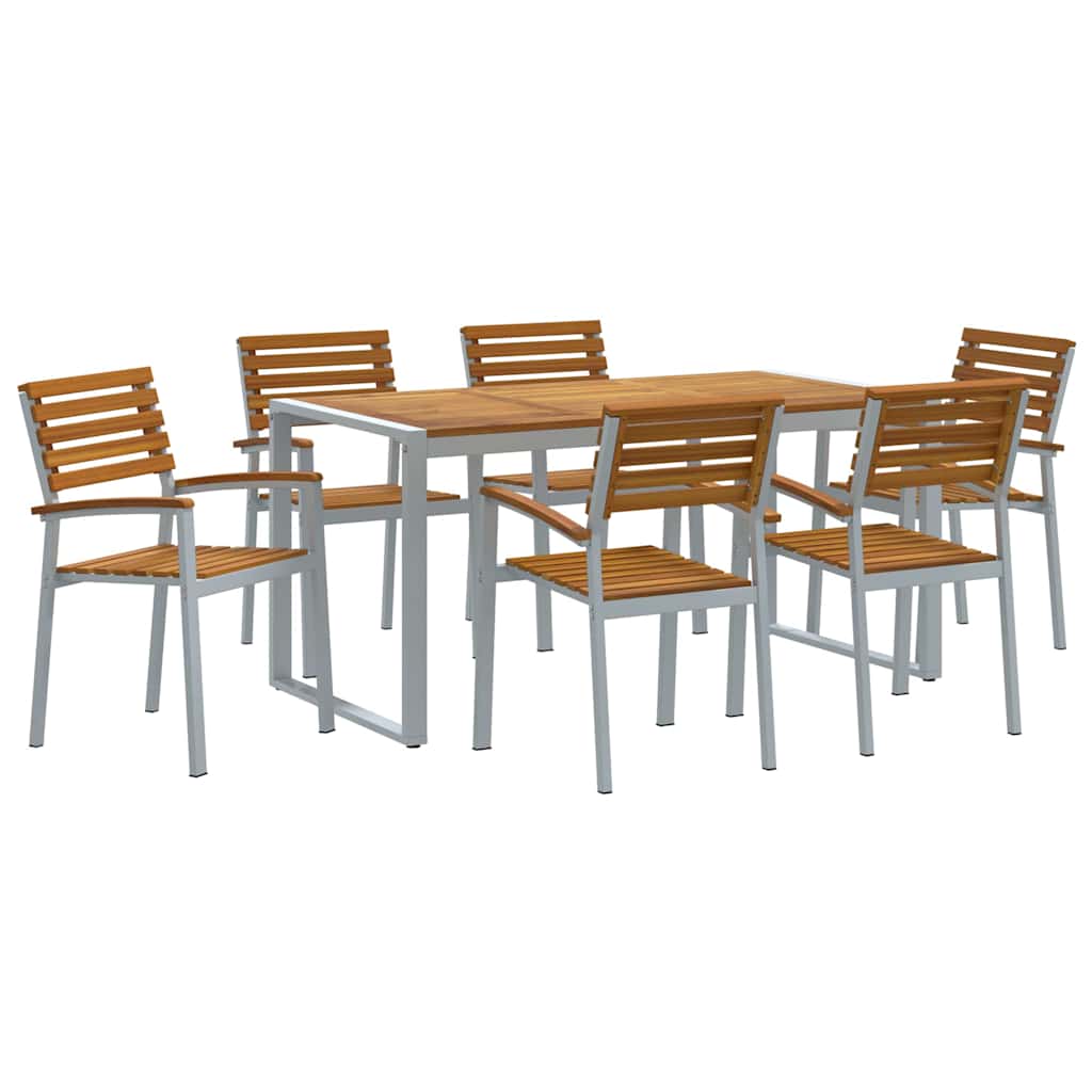 Vrtni set za objed 7 pcs Siva Čvrsto drvo akacije