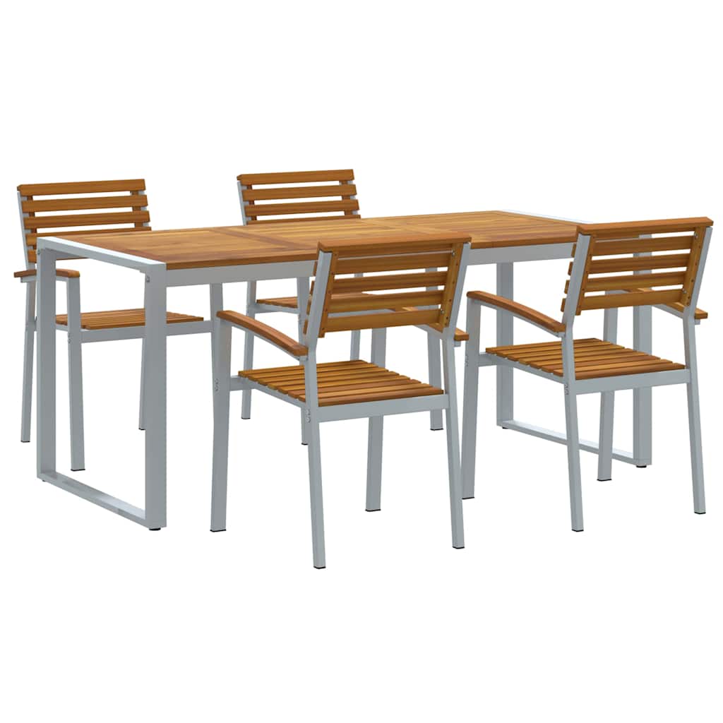 Vrtni set za objed 5 pcs Siva Čvrsto drvo akacije
