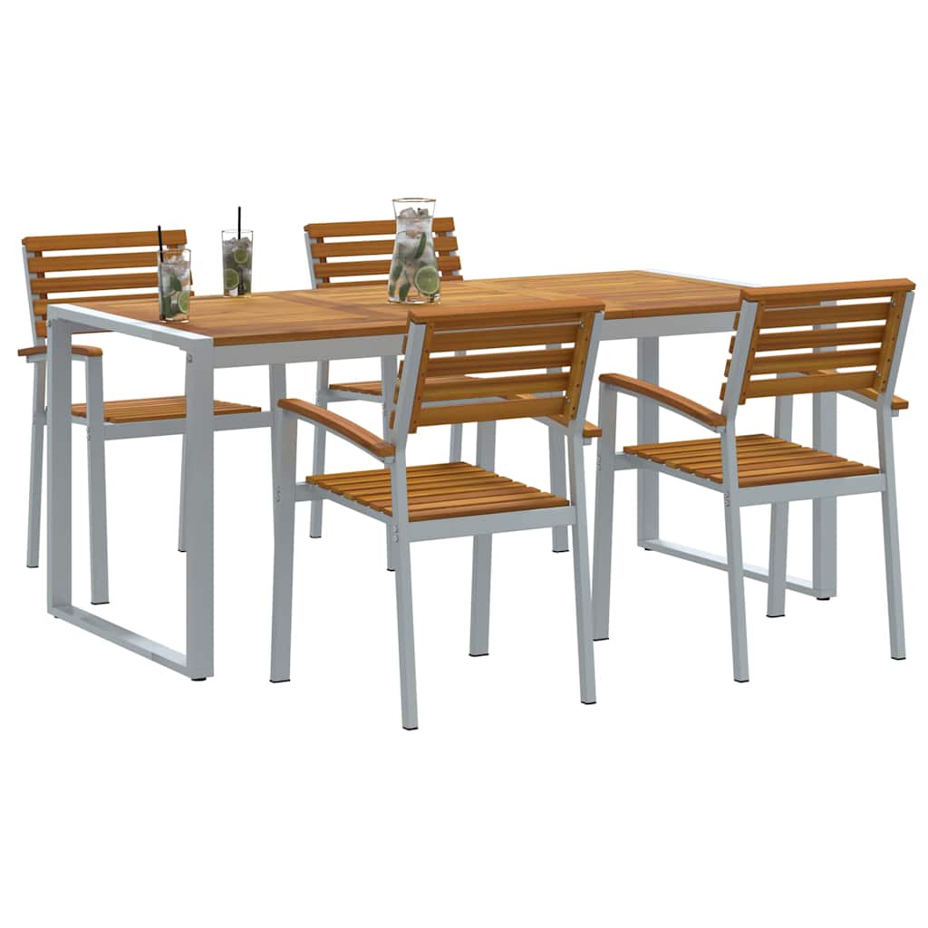Vrtni set za objed 5 pcs Siva Čvrsto drvo akacije