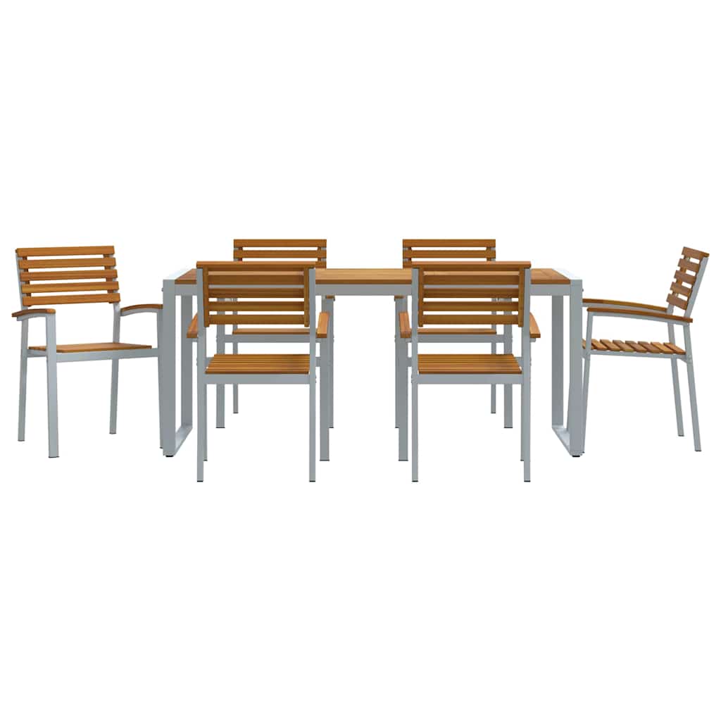 Vrtni set za objed 7 pcs Siva Čvrsto drvo akacije