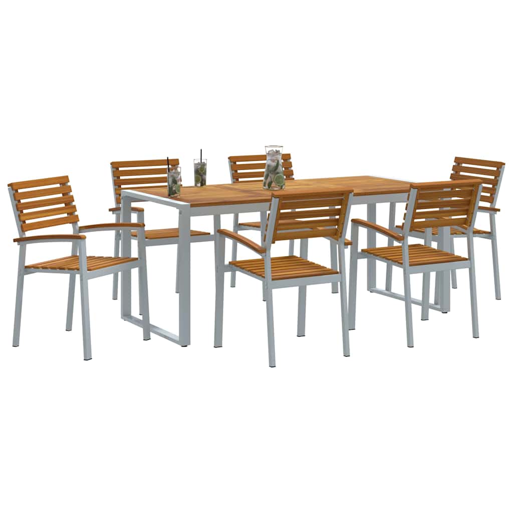 Vrtni set za objed 7 pcs Siva Čvrsto drvo akacije