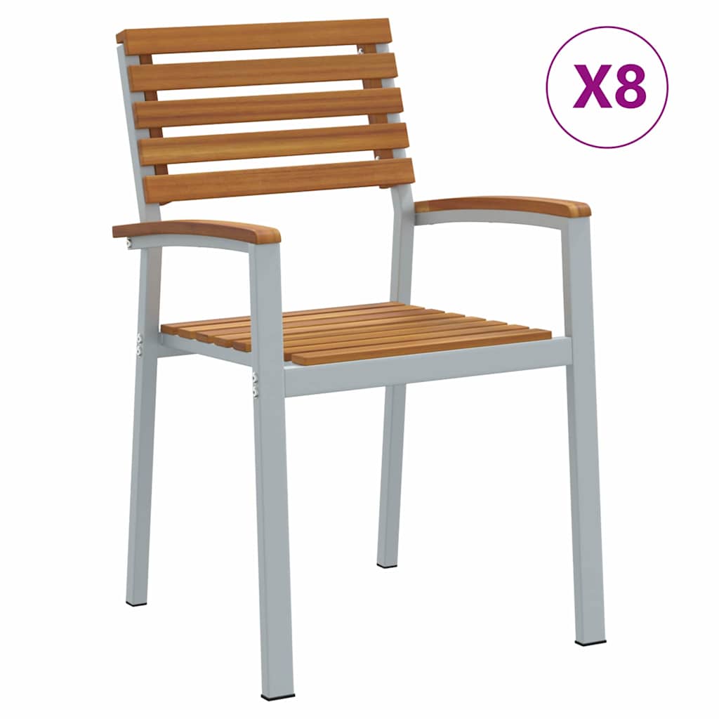 Vrtna stolica 8 pcs Smeđa 56 x 57 x 87 cm Čvrsto drvo akacije