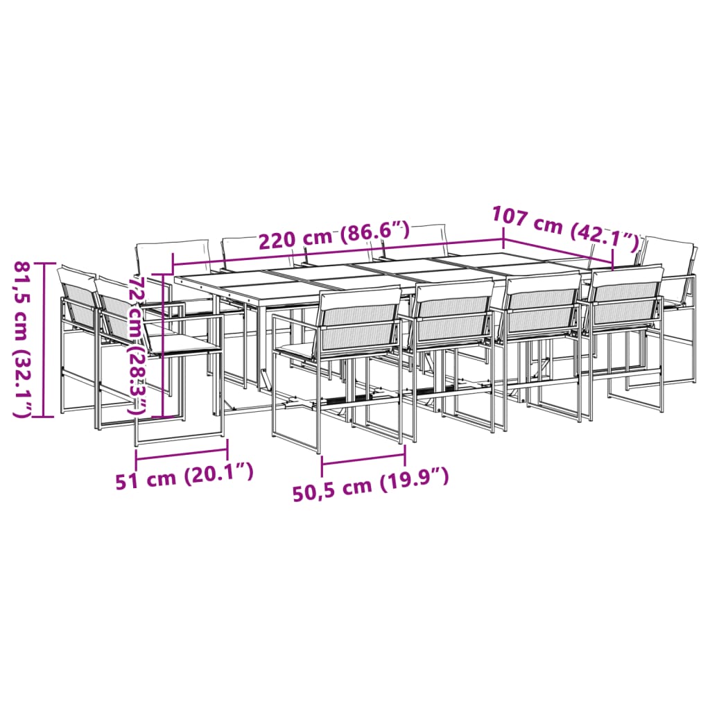 13-dijelni vrtni blagovaonski set s jastucima bijeli tekstilena