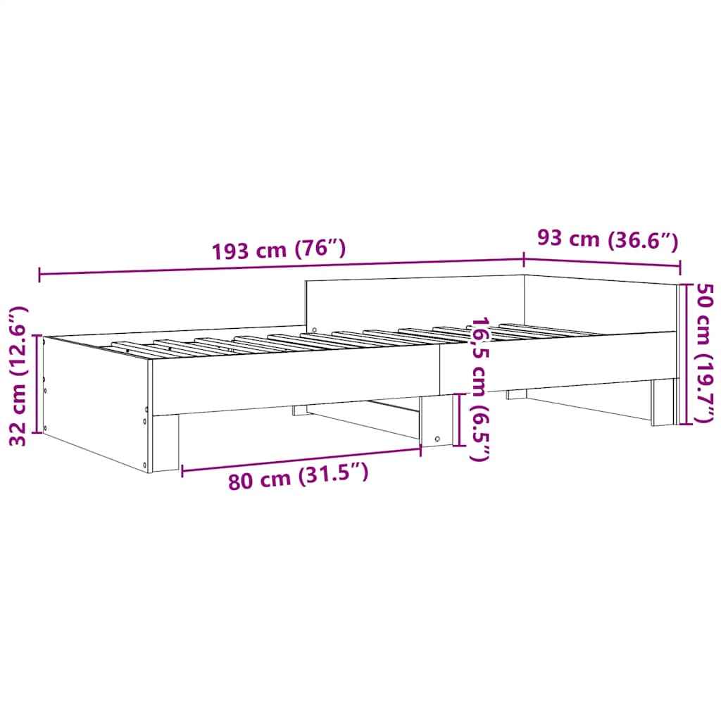 Okvir za krevet bijeli 90x190 cm konstruirano drvo