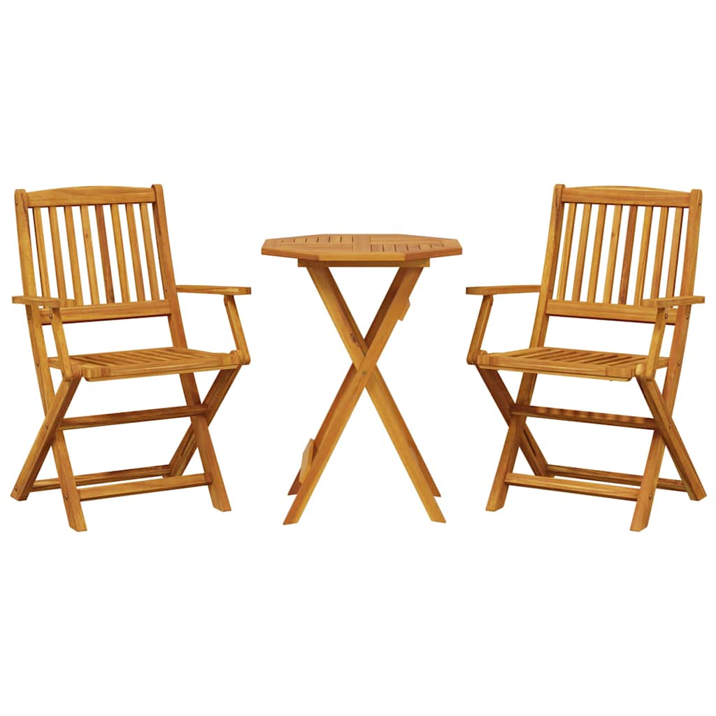 3-dijelni sklopivi bistro set od masivnog bagremovog drva