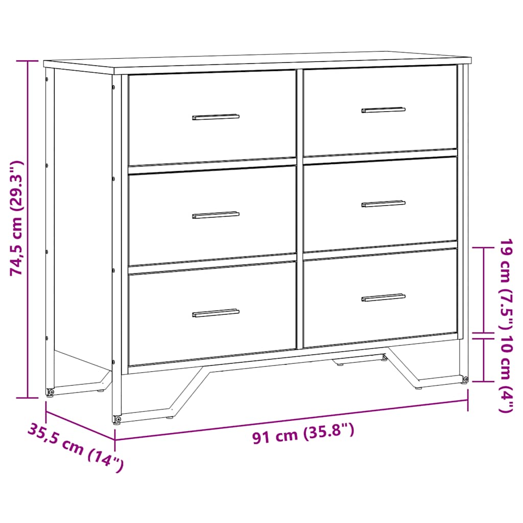 Komoda boja hrasta sonome 91 x 35,5 x 74,5 cm konstruirano drvo