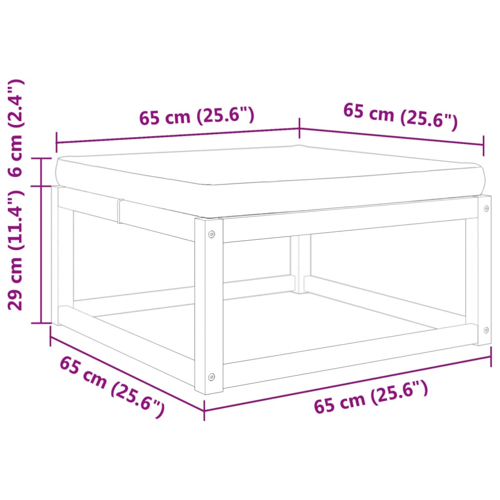 Vrtni tabure s jastukom 65x65x29 cm od masivnog drva bagrema