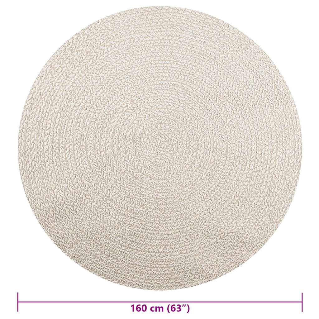 Tepih ZIZUR krem Ø 160 cm s izgledom jute unutarnji i vanjski