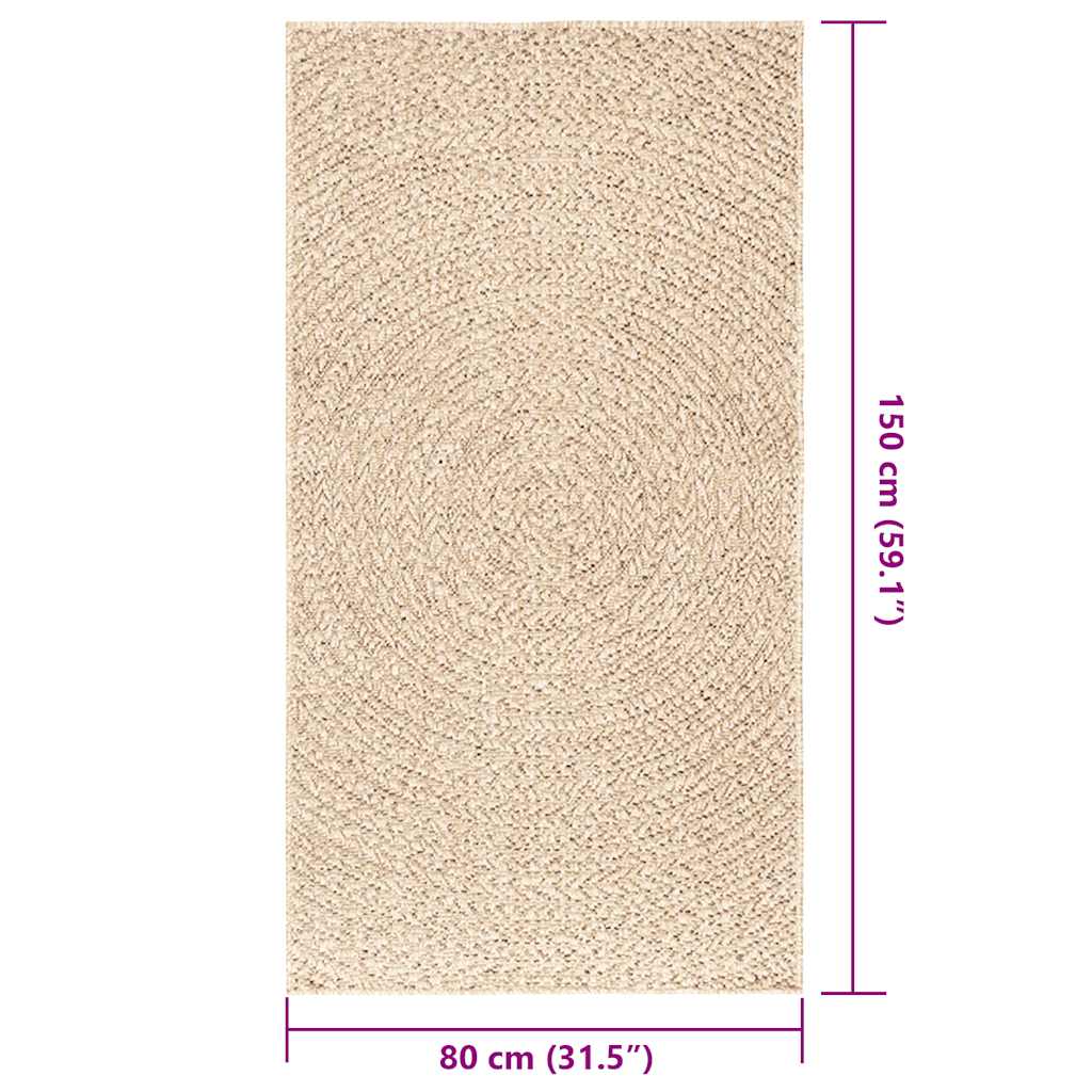Tepih ZIZUR bež 80 x 150 cm s izgledom jute unutarnji i vanjski