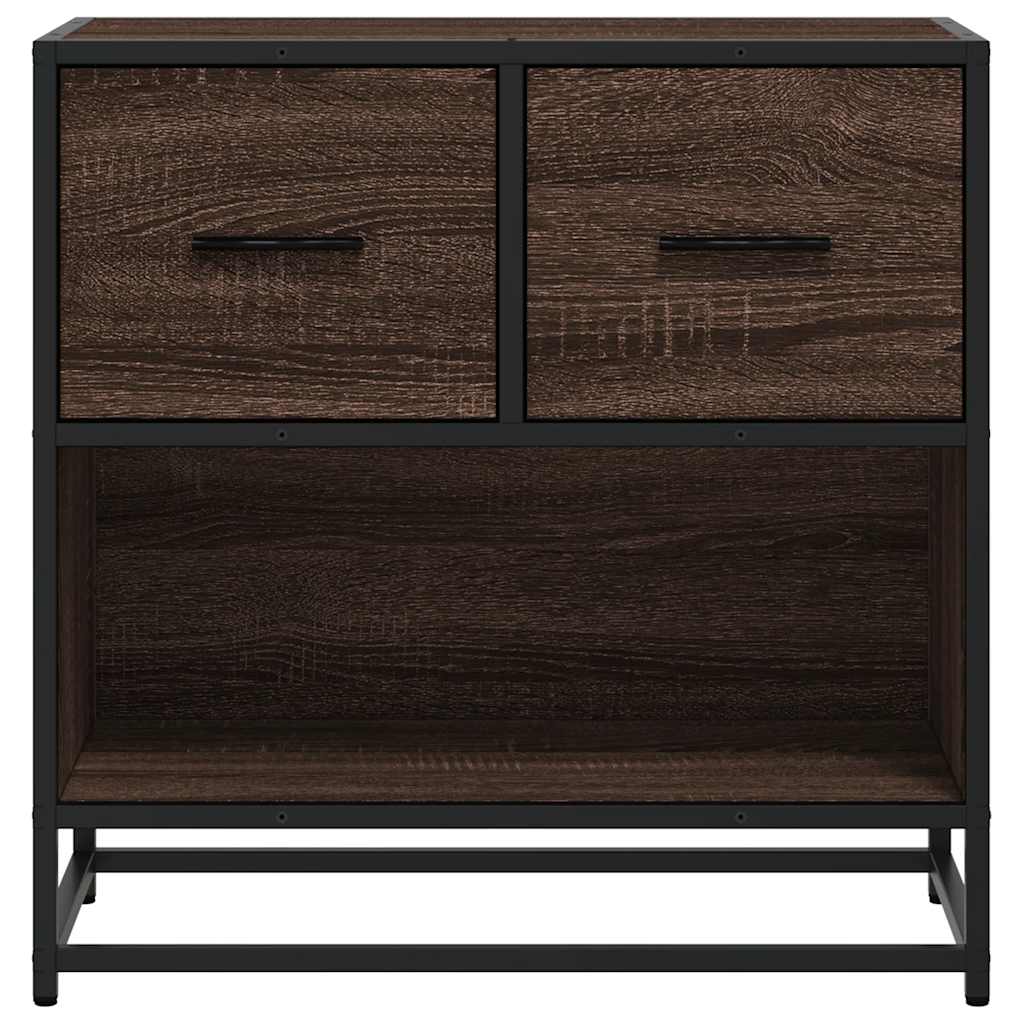 Noćni ormarić smeđi hrast 60x31x60 cm Konstruirano drvo i metal