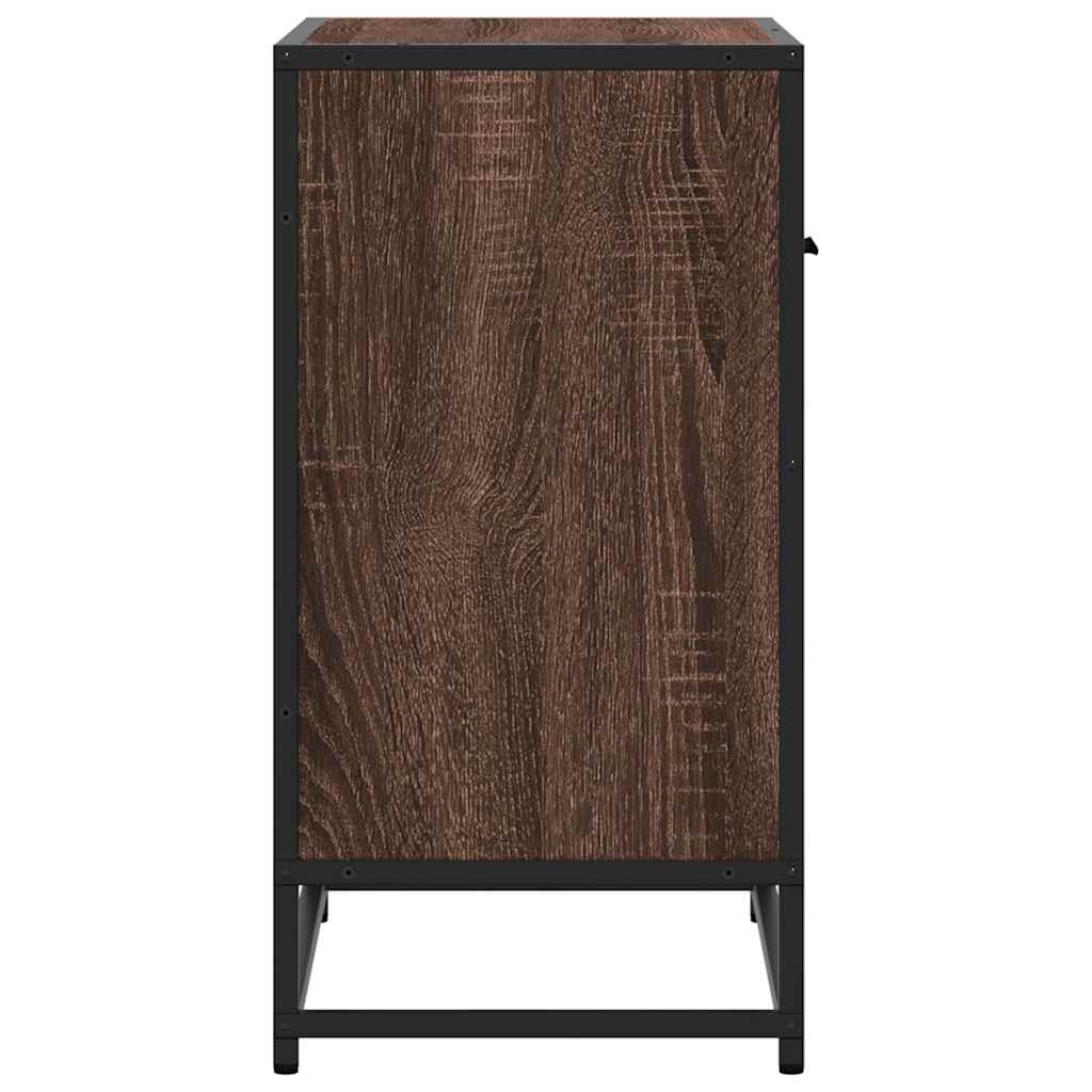 Noćni ormarić smeđi hrast 60x31x60 cm Konstruirano drvo i metal