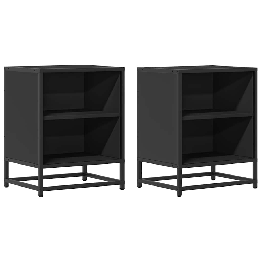 Noćni ormarići 2 kom crni 40x31x50 cm Konstruirano drvo i metal