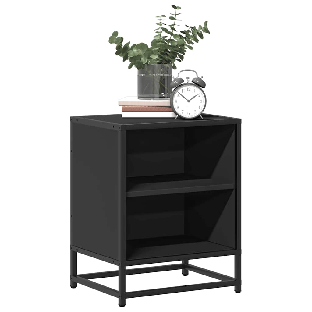 Noćni ormarići 2 kom crni 40x31x50 cm Konstruirano drvo i metal