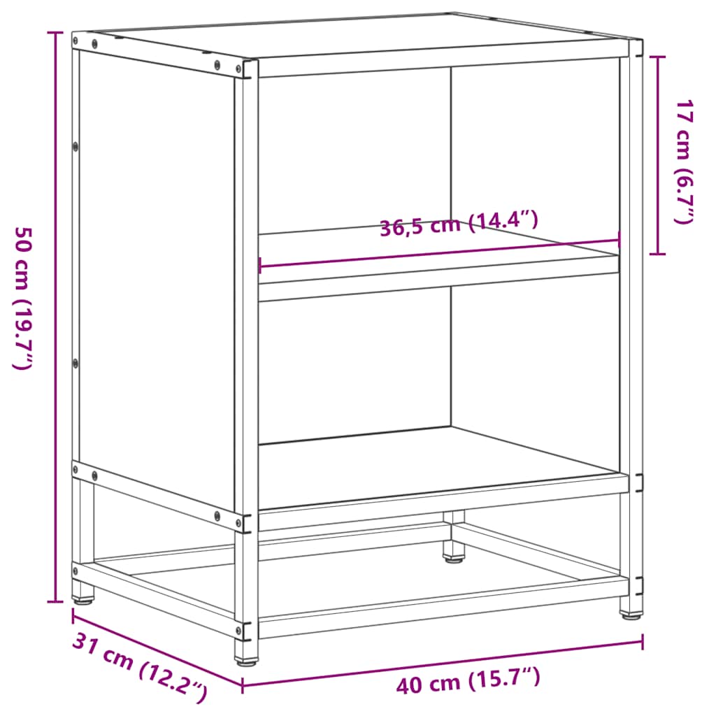 Noćni ormarići 2 kom crni 40x31x50 cm Konstruirano drvo i metal