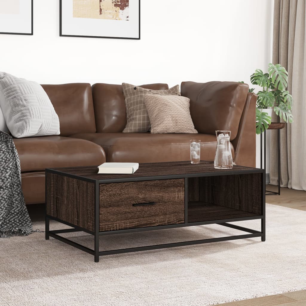 Stolić za kavu boja smeđeg hrasta 90x57x35 cm od drva i metala
