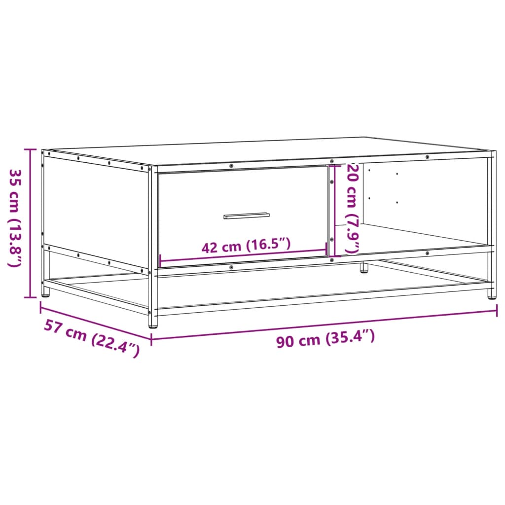 Stolić za kavu boja smeđeg hrasta 90x57x35 cm od drva i metala