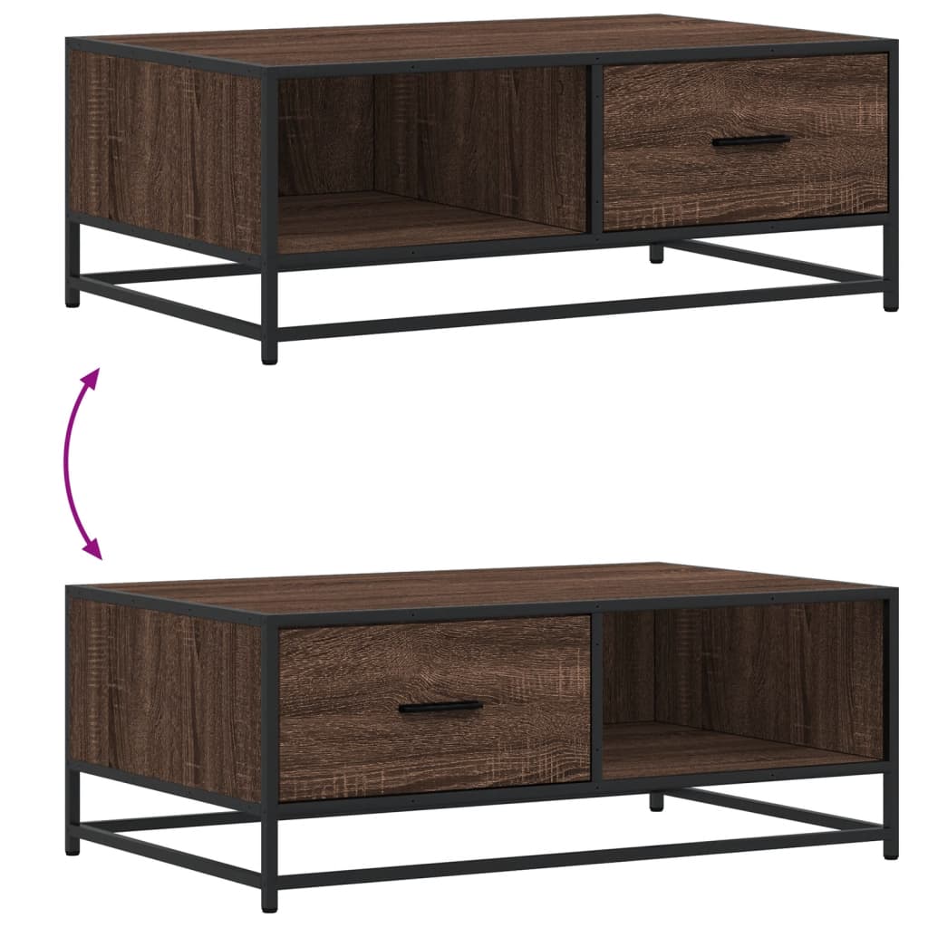 Stolić za kavu boja smeđeg hrasta 90x57x35 cm od drva i metala