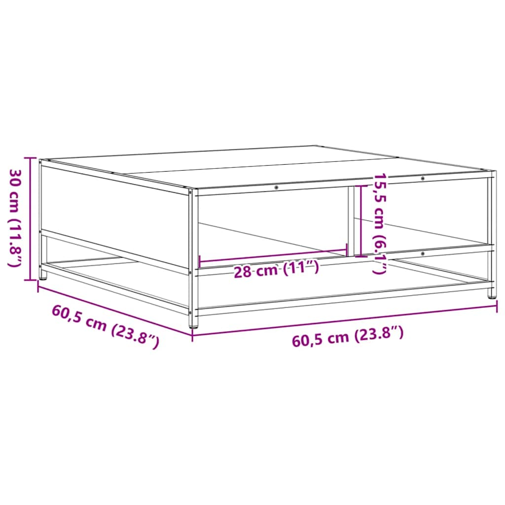 Stolić za kavu boja hrasta sonome 60,5x60,5x30 cm drvo i metala