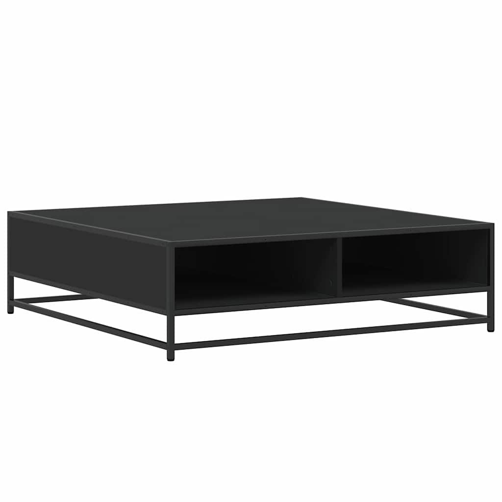 Stol za kavu crni 100x100x30 cm Konstruirano drvo i metal