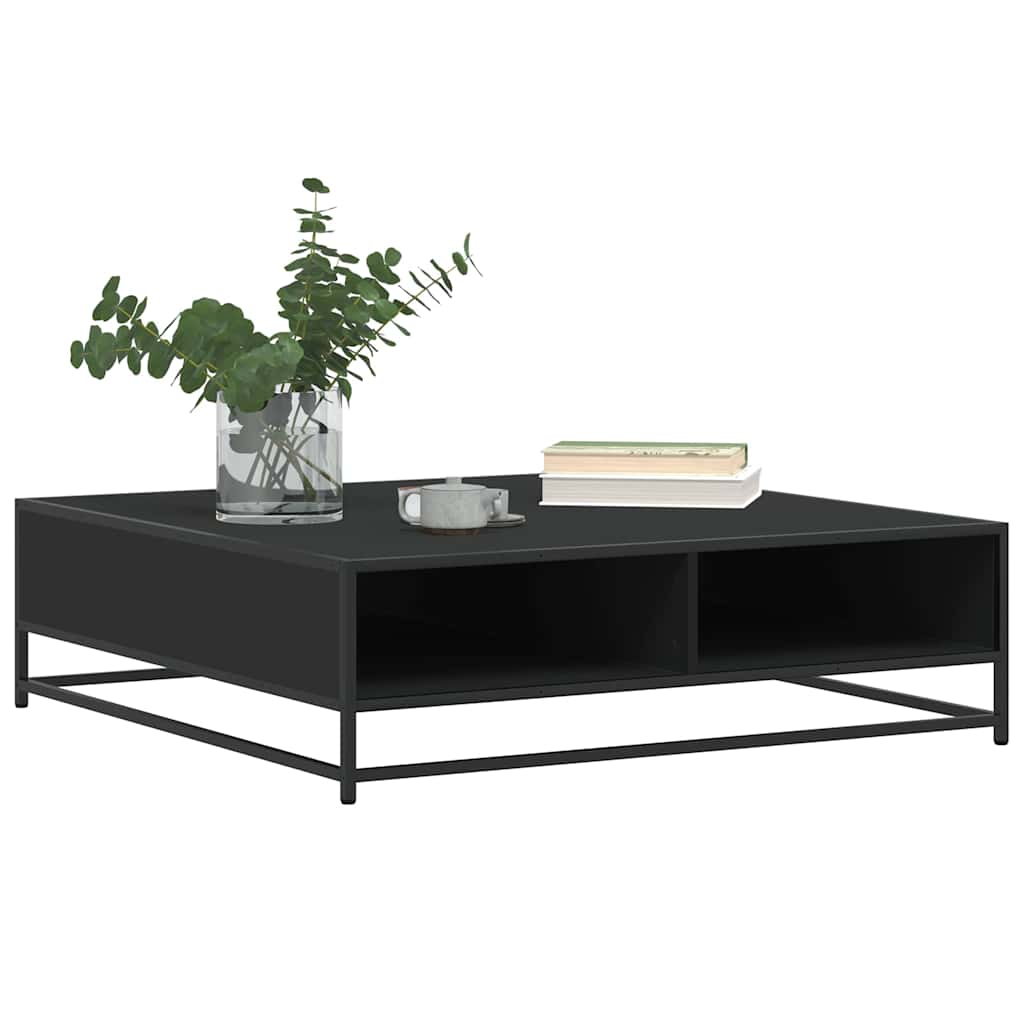 Stol za kavu crni 100x100x30 cm Konstruirano drvo i metal