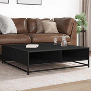 Stol za kavu crni 100x100x30 cm Konstruirano drvo i metal
