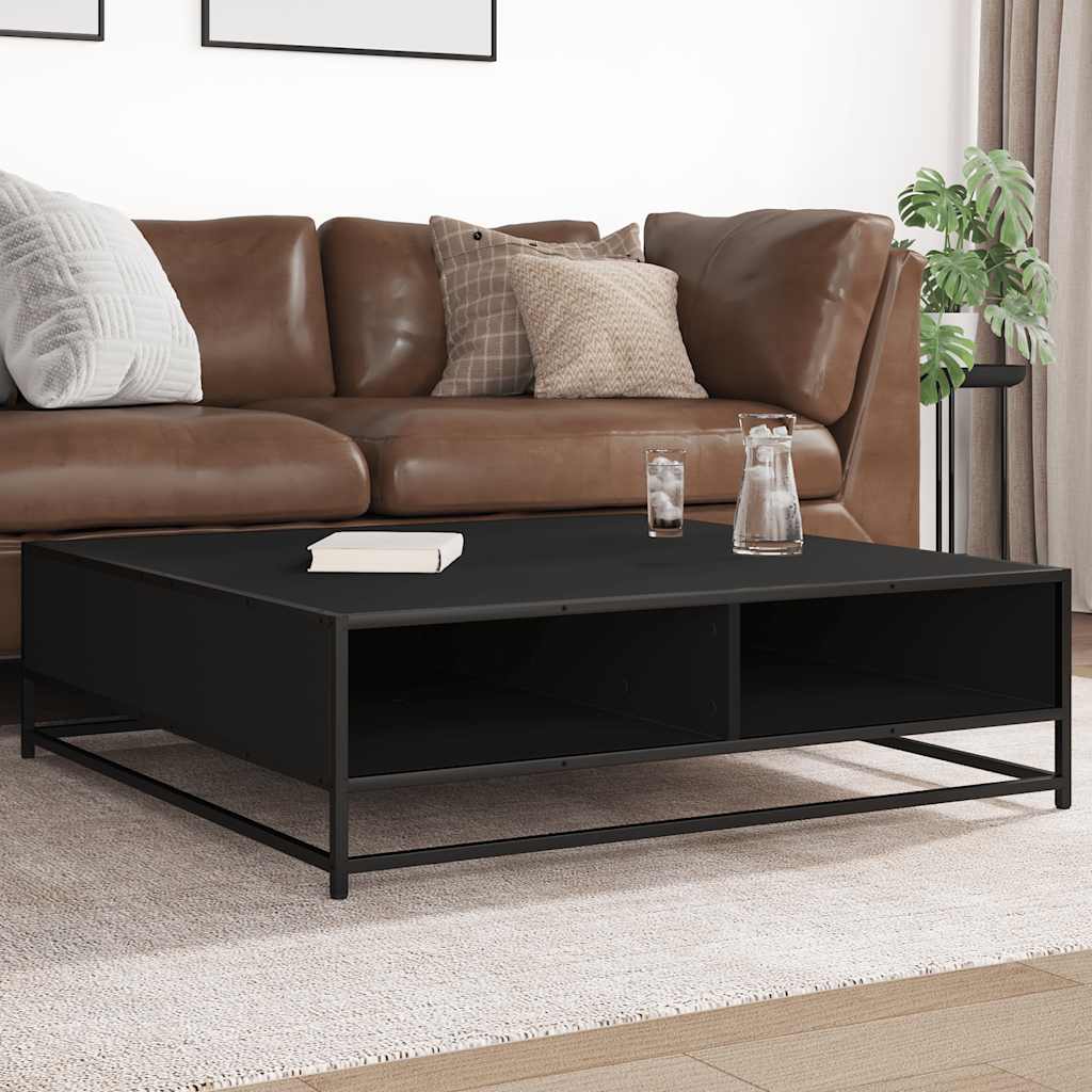 Stol za kavu crni 100x100x30 cm Konstruirano drvo i metal