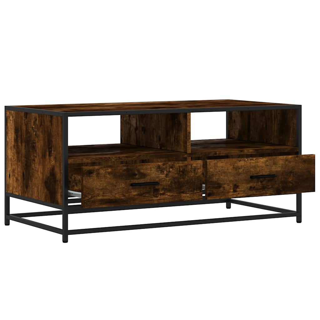 Stolić za kavu boja hrasta 100x50x45 cm od drva i metala