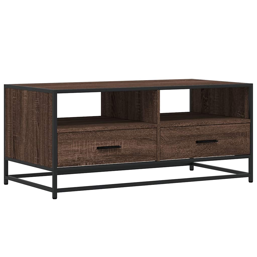 Stolić za kavu smeđa boja hrasta 100x50x45 cm od drva i metala
