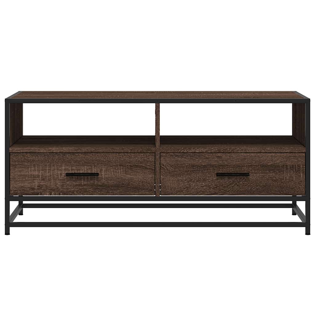 Stolić za kavu smeđa boja hrasta 100x50x45 cm od drva i metala