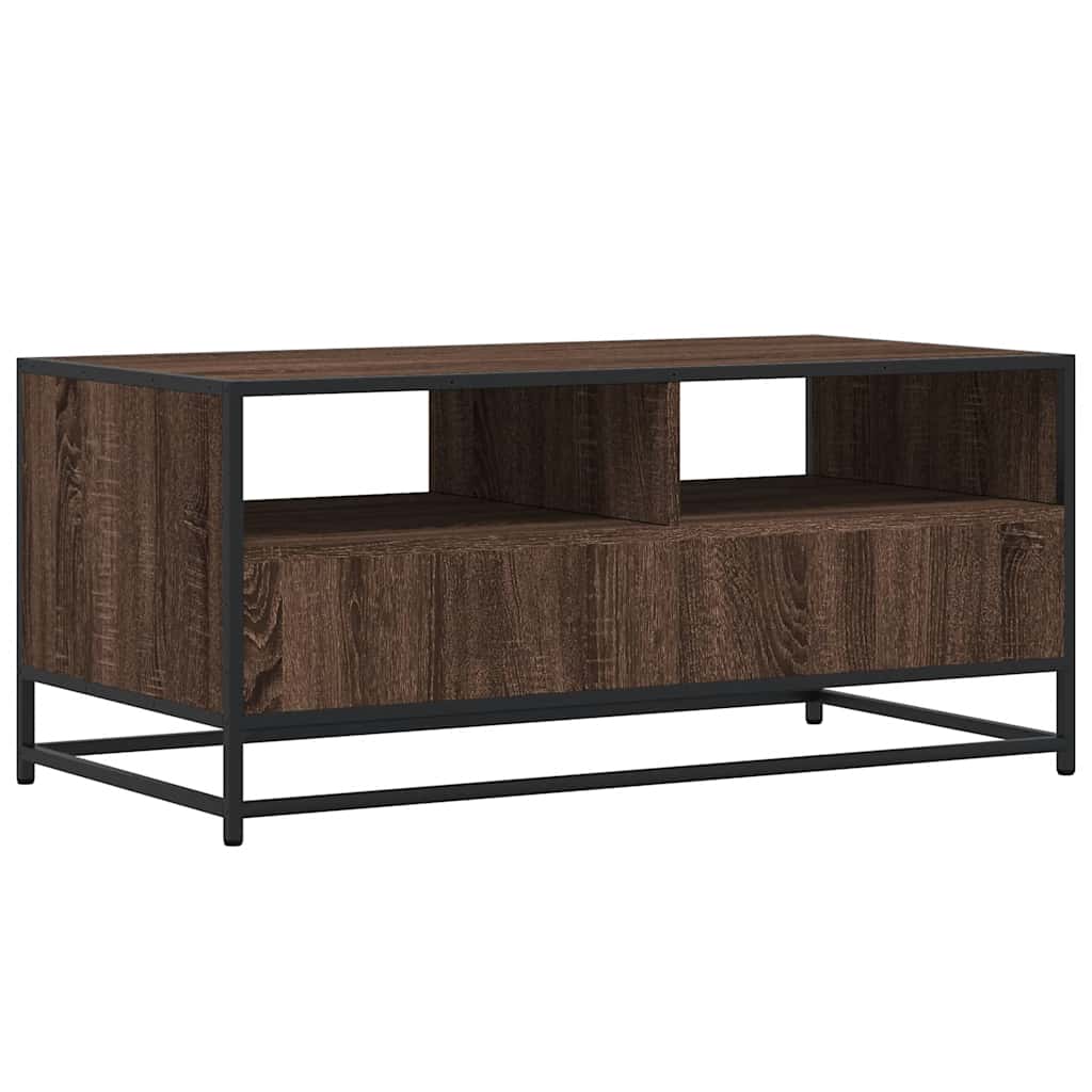 Stolić za kavu smeđa boja hrasta 100x50x45 cm od drva i metala