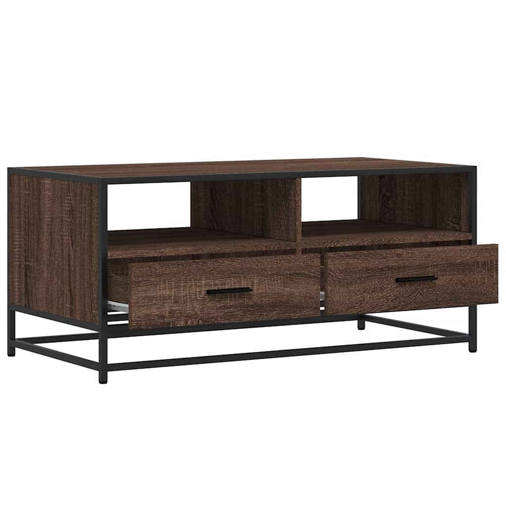 Stolić za kavu smeđa boja hrasta 100x50x45 cm od drva i metala