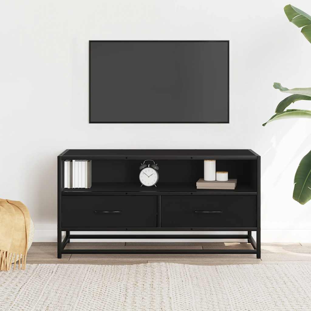 TV ormarić crni 80x34,5x40 cm konstruirano drvo i metal