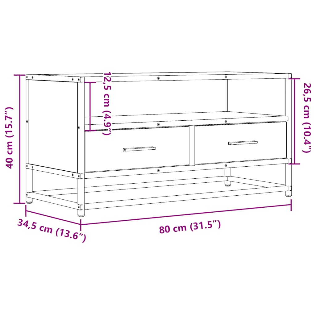 TV ormarić crni 80x34,5x40 cm konstruirano drvo i metal