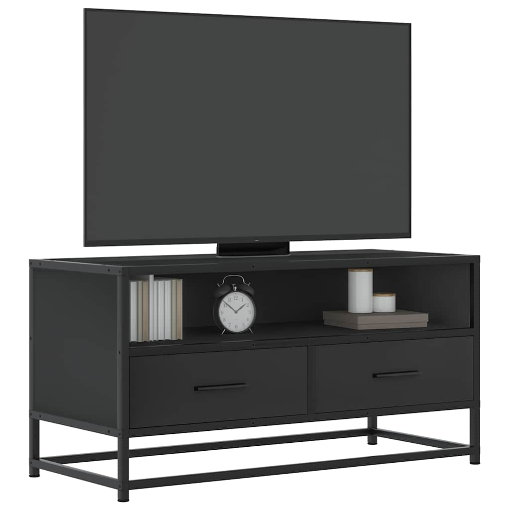 TV ormarić crni 80x34,5x40 cm konstruirano drvo i metal