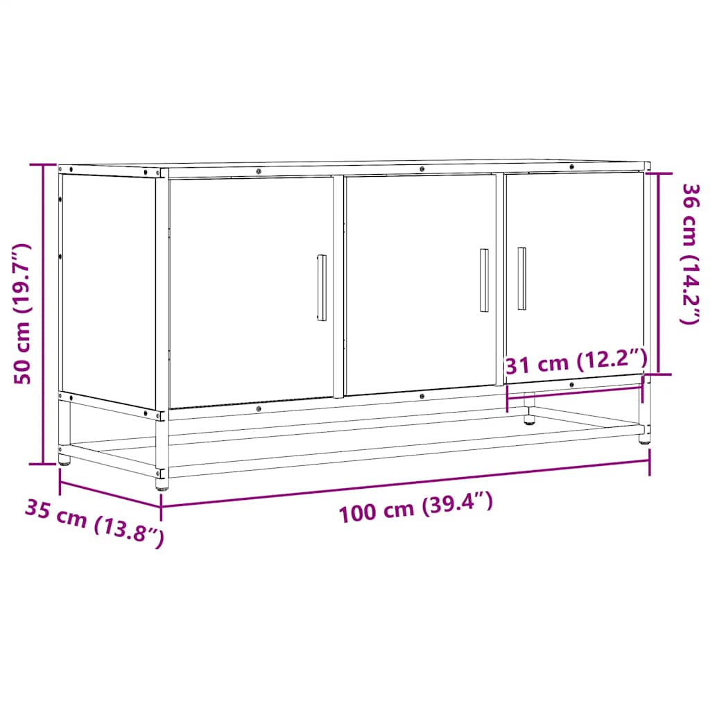 TV ormarić crni 100x35x50 cm Konstruirano drvo i metal