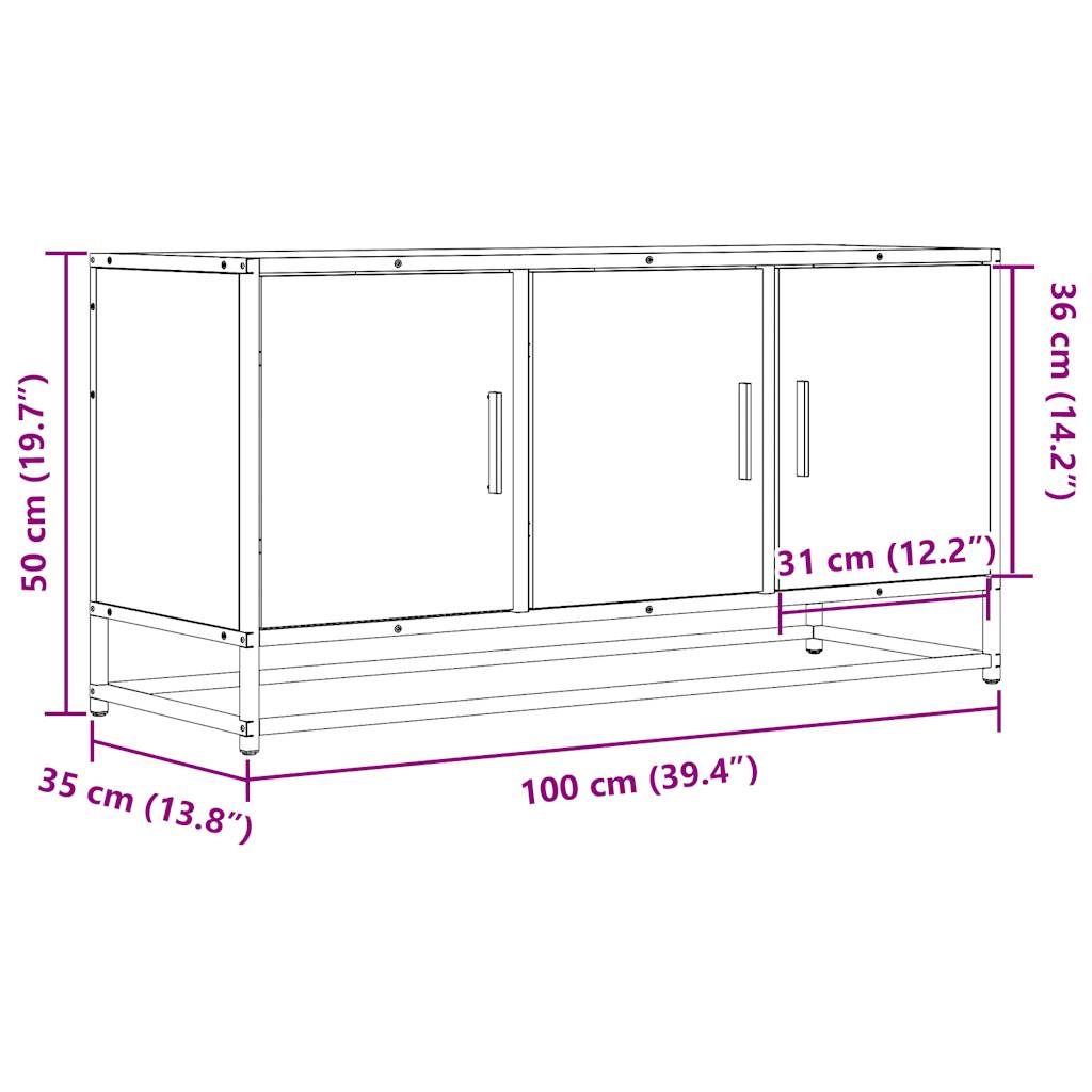TV ormarić smeđi hrast 100x35x50 cm Konstruirano drvo i metal