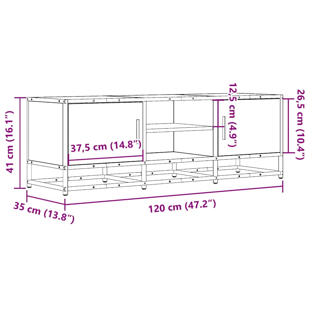 TV ormarić Sonoma hrast 120x35x41 cm Konstruirano drvo i metal