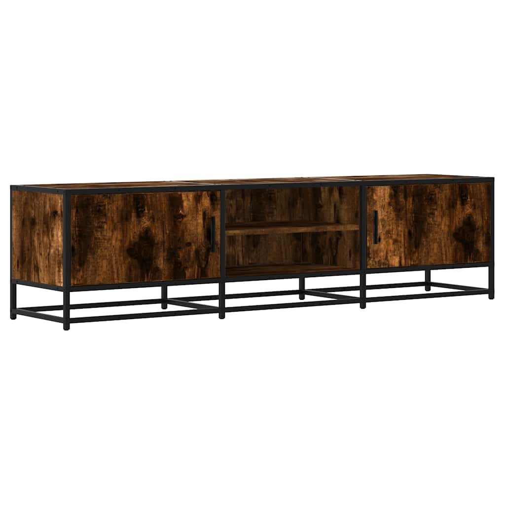 TV ormarić dimljeni hrast 160x35x41cm konstruirano drvo i metal