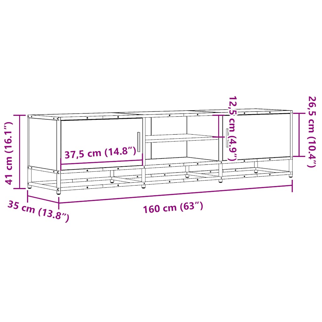 TV ormarić sivi Sonoma 160x35x41 cm Konstruirano drvo i metal