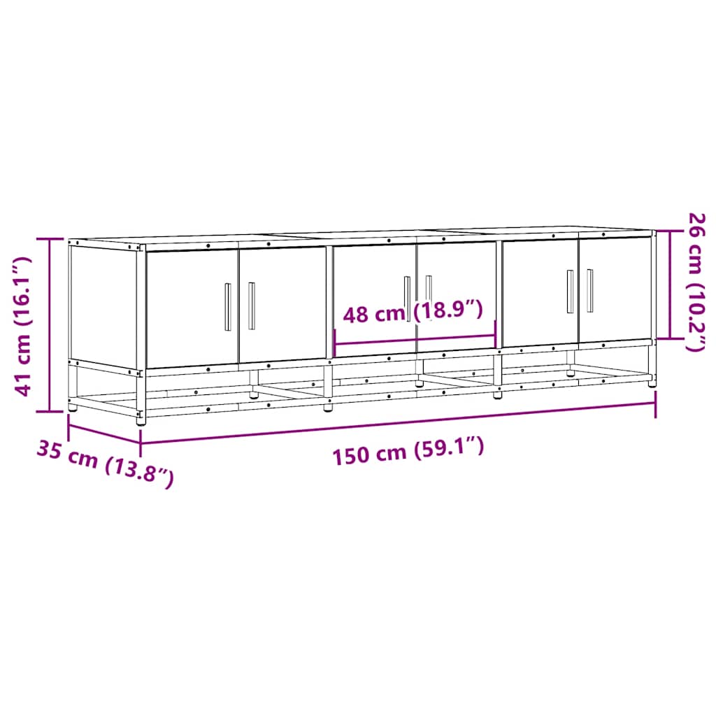 TV ormarić Sonoma hrast 150x35x41 cm Konstruirano drvo i metal