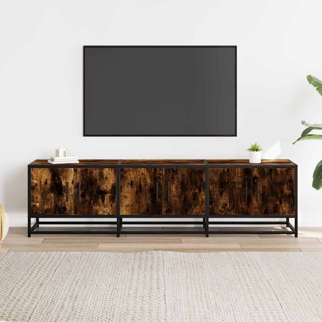 TV ormarić Dimljeni hrast 150x35x41cm Konstruirano drvo i metal