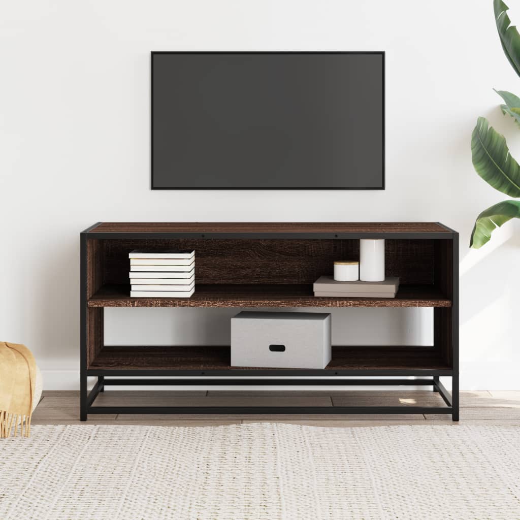 TV ormarić boja hrasta 91x40x46 cm konstruirano drvo i metal