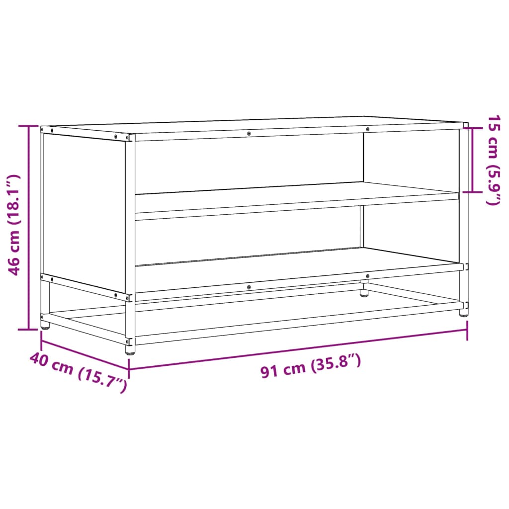 TV ormarić boja hrasta 91x40x46 cm konstruirano drvo i metal