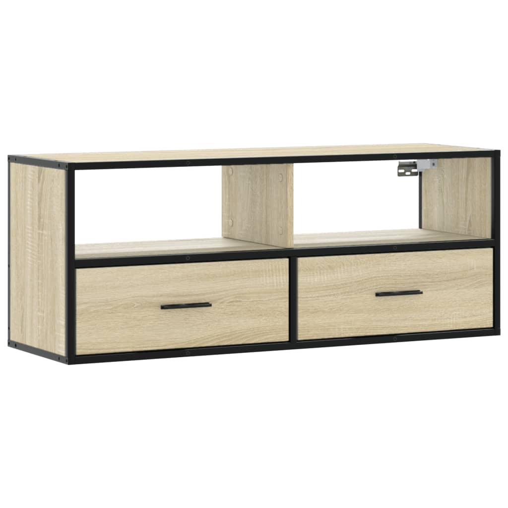 TV ormarić boja hrasta 100x31x39,5 cm konstruirano drvo i metal Smeđa