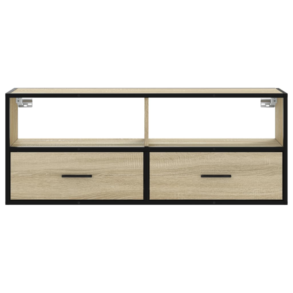 TV ormarić boja hrasta 100x31x39,5 cm konstruirano drvo i metal Smeđa