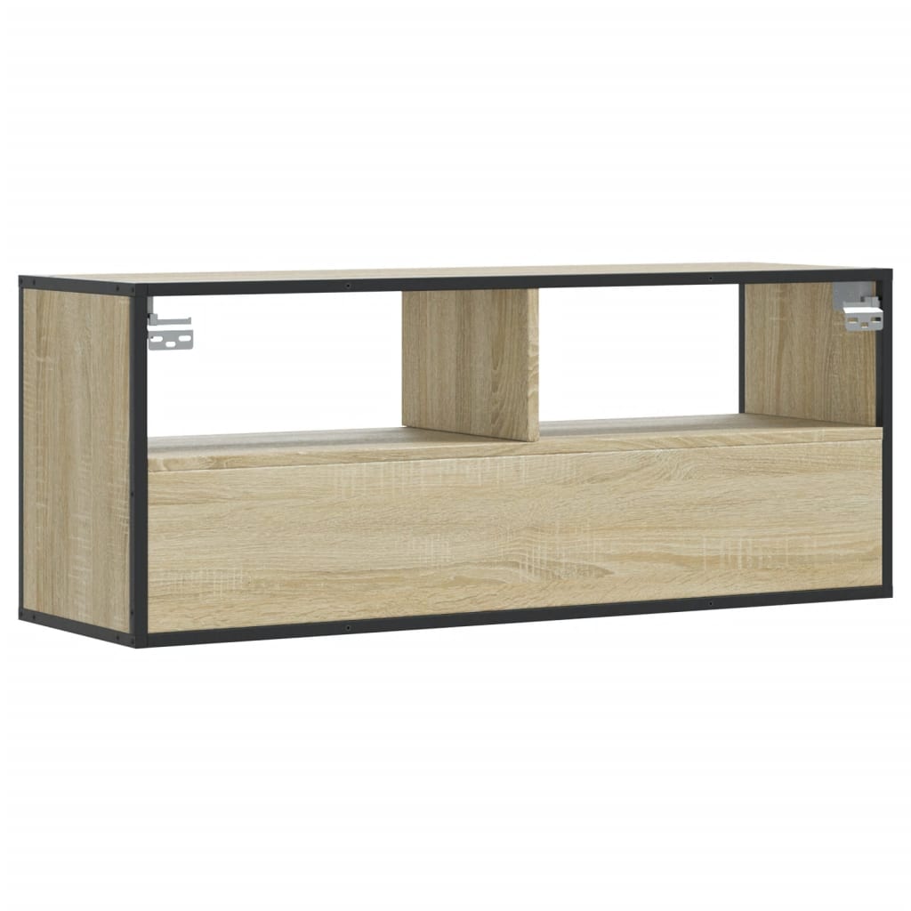 TV ormarić boja hrasta 100x31x39,5 cm konstruirano drvo i metal Smeđa