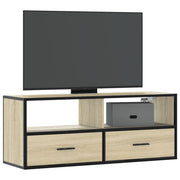 TV ormarić boja hrasta 100x31x39,5 cm konstruirano drvo i metal Smeđa