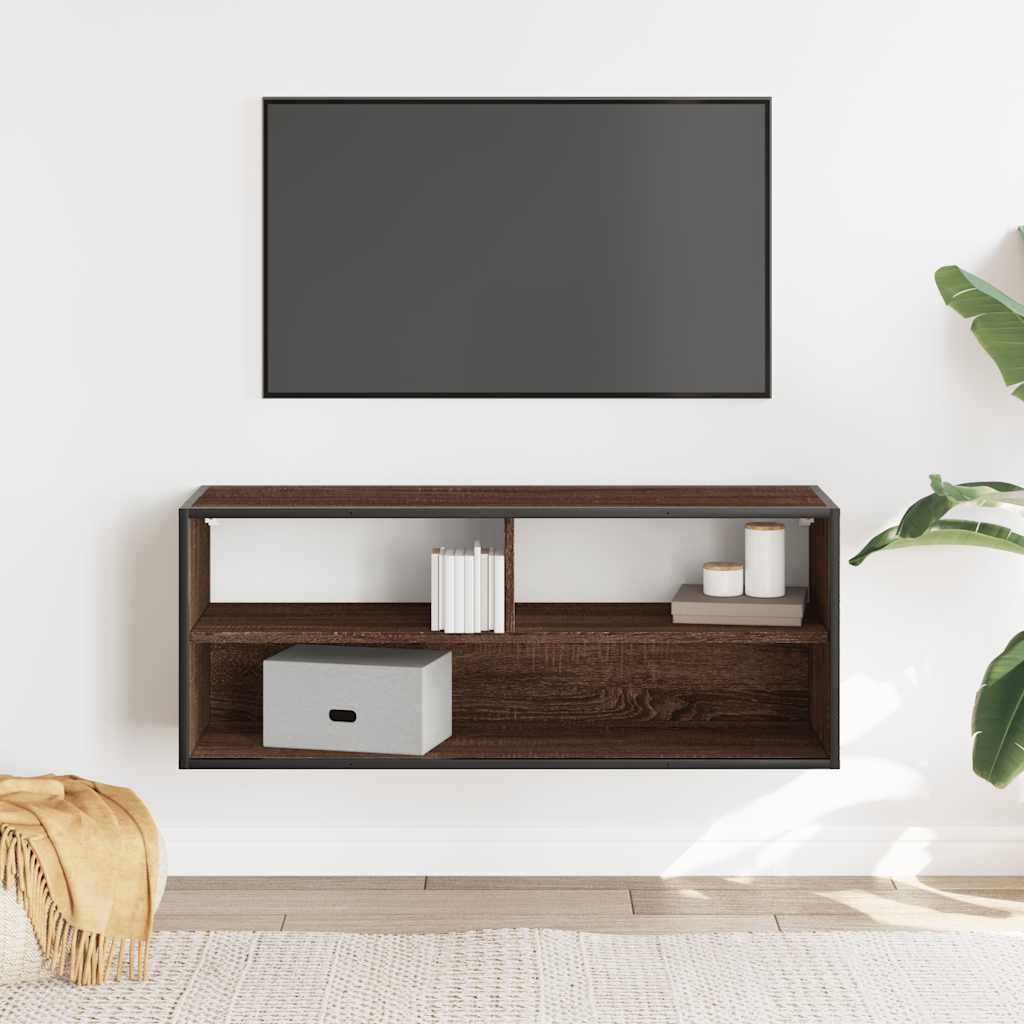 TV ormarić boja hrasta 100x31x39,5 cm konstruirano drvo i metal