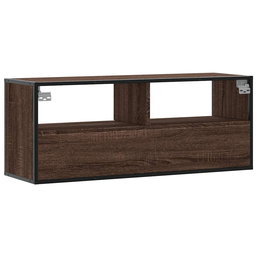 TV ormarić boja hrasta 100x31x39,5 cm konstruirano drvo i metal