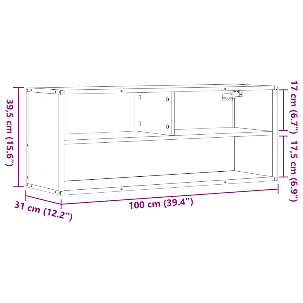 TV ormarić boja hrasta 100x31x39,5 cm konstruirano drvo i metal
